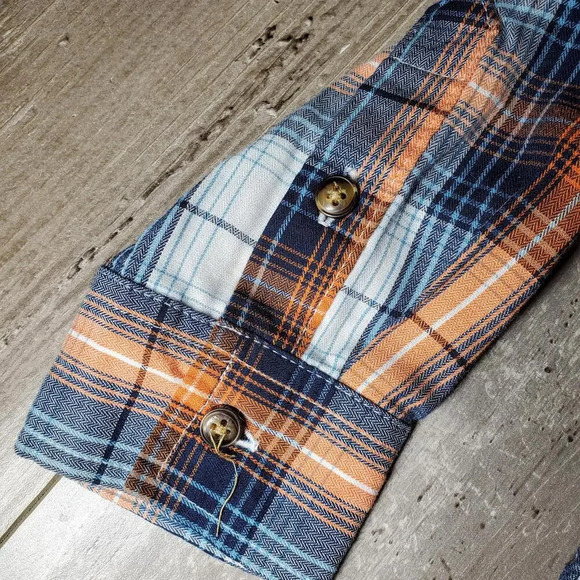 Route 66 Boys Plaid Button Down Shirt Blue Orange White Size Small 6/7 NWOT - Picture 7 of 15